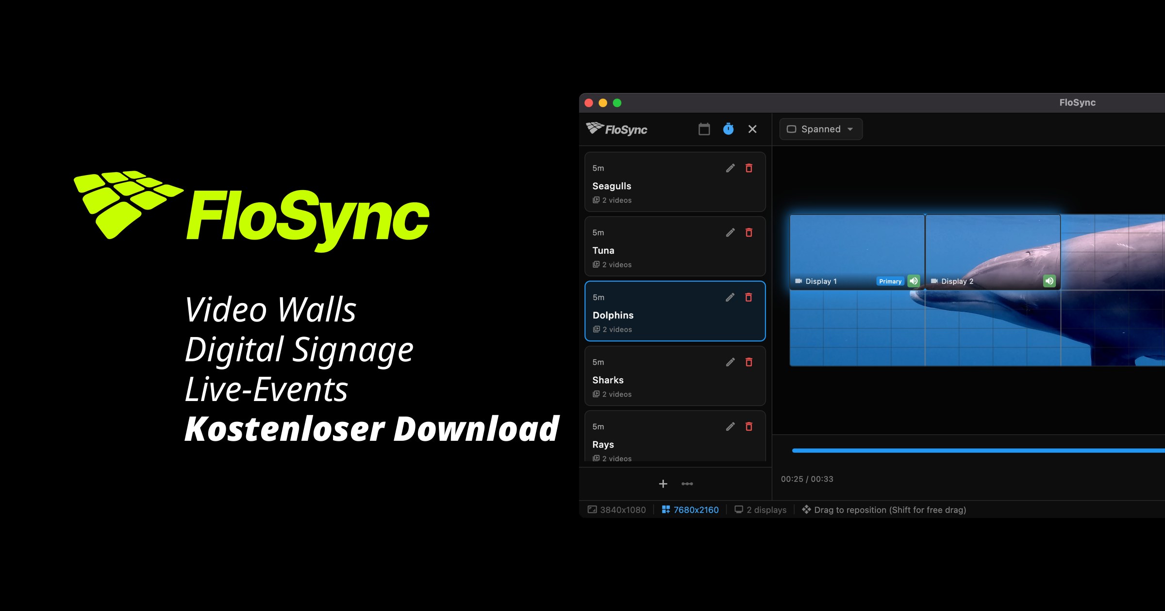 Kostenlose Digital-Signage- & Video-Wall-Software | FloSync