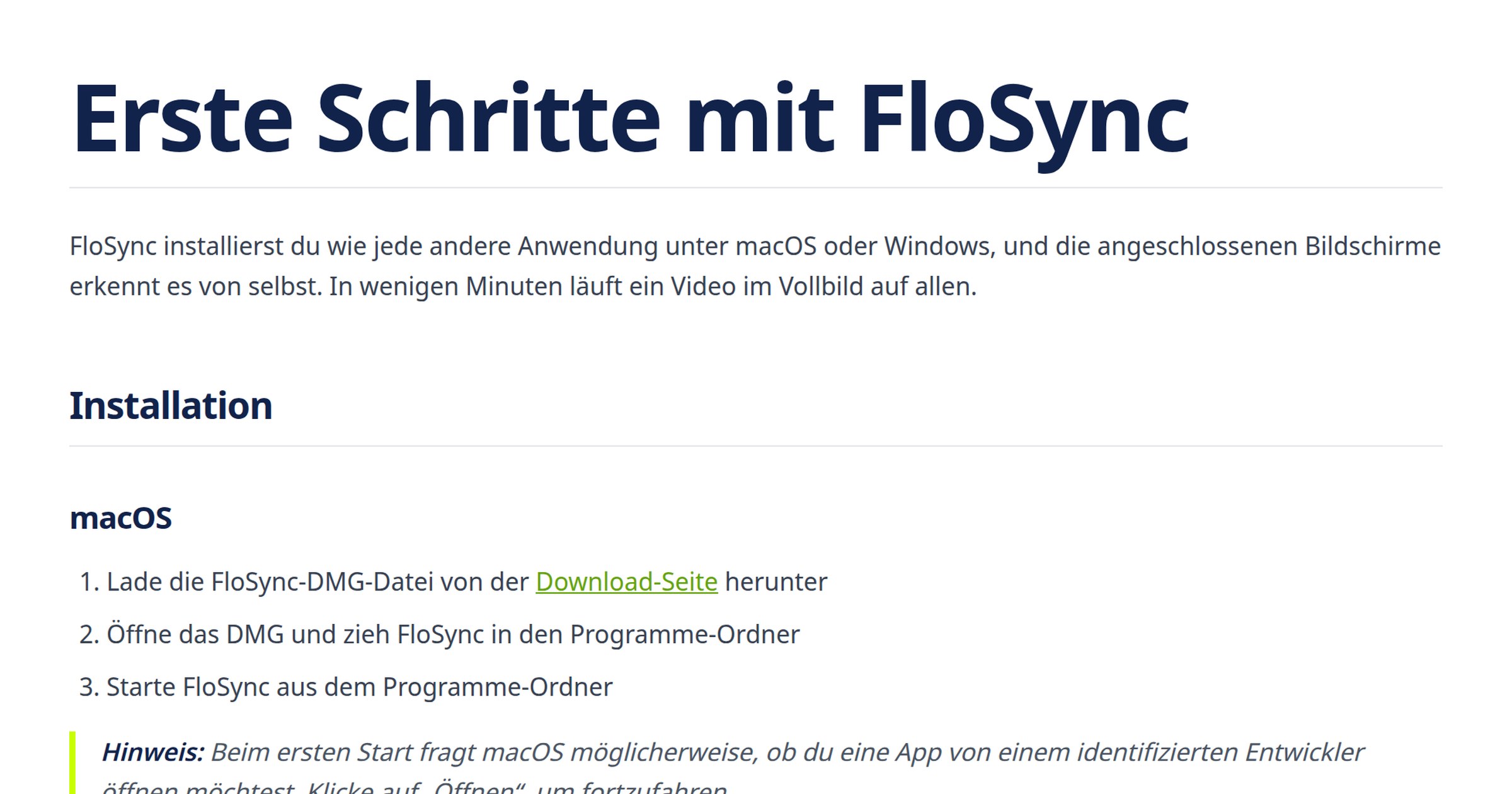 Erste Schritte | FloSync