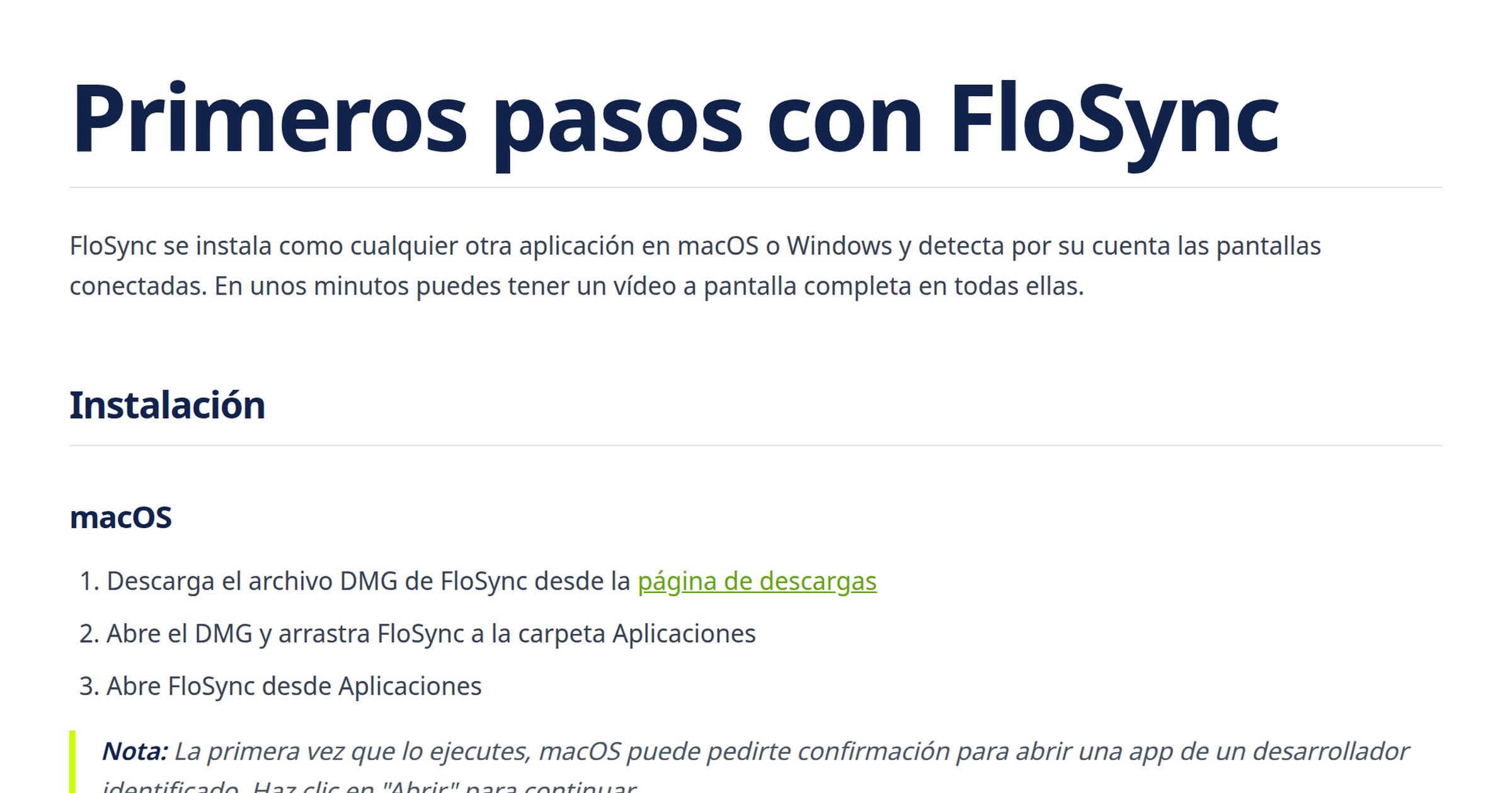 Primeros pasos | FloSync
