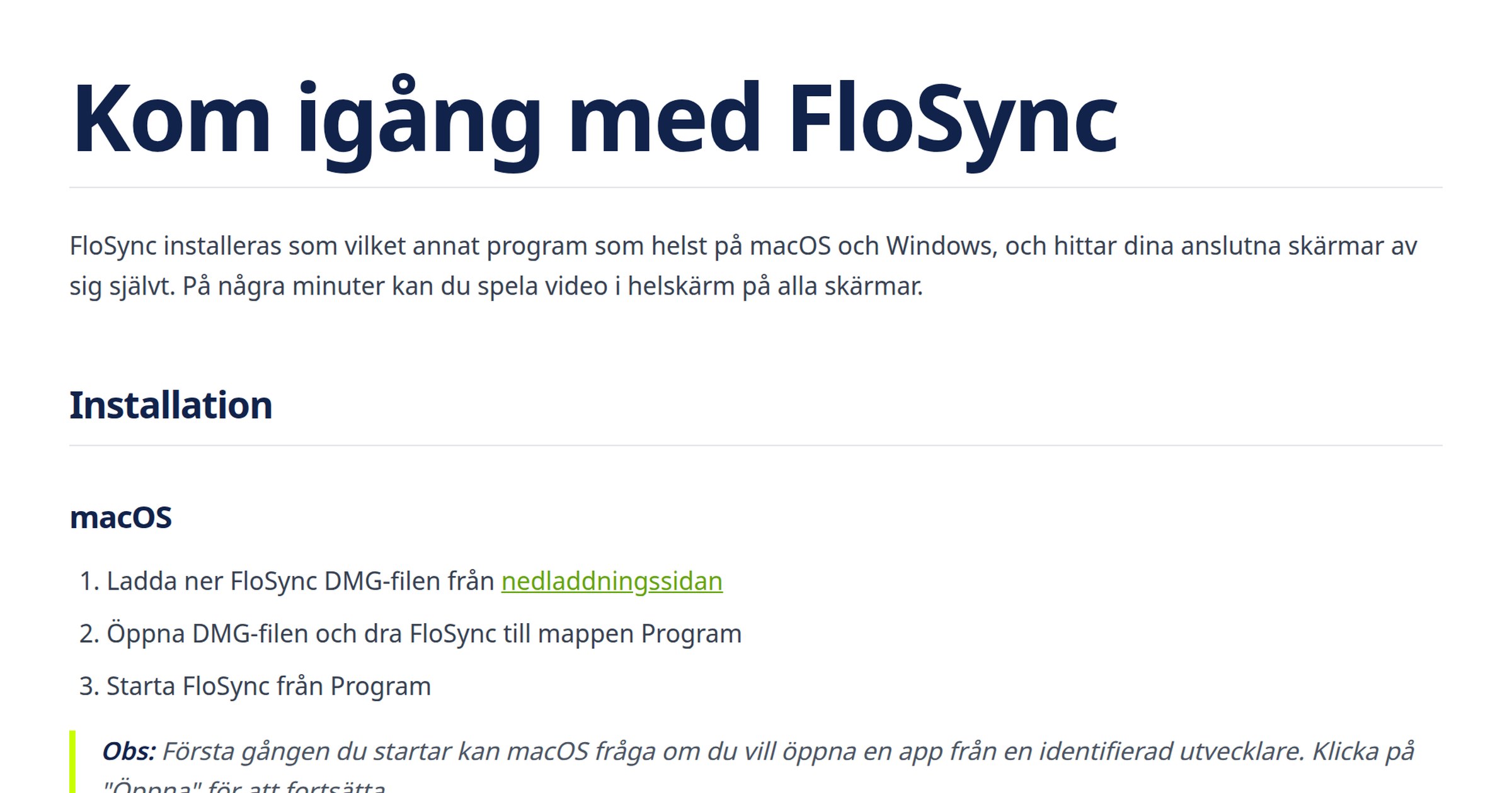 Kom igång | FloSync
