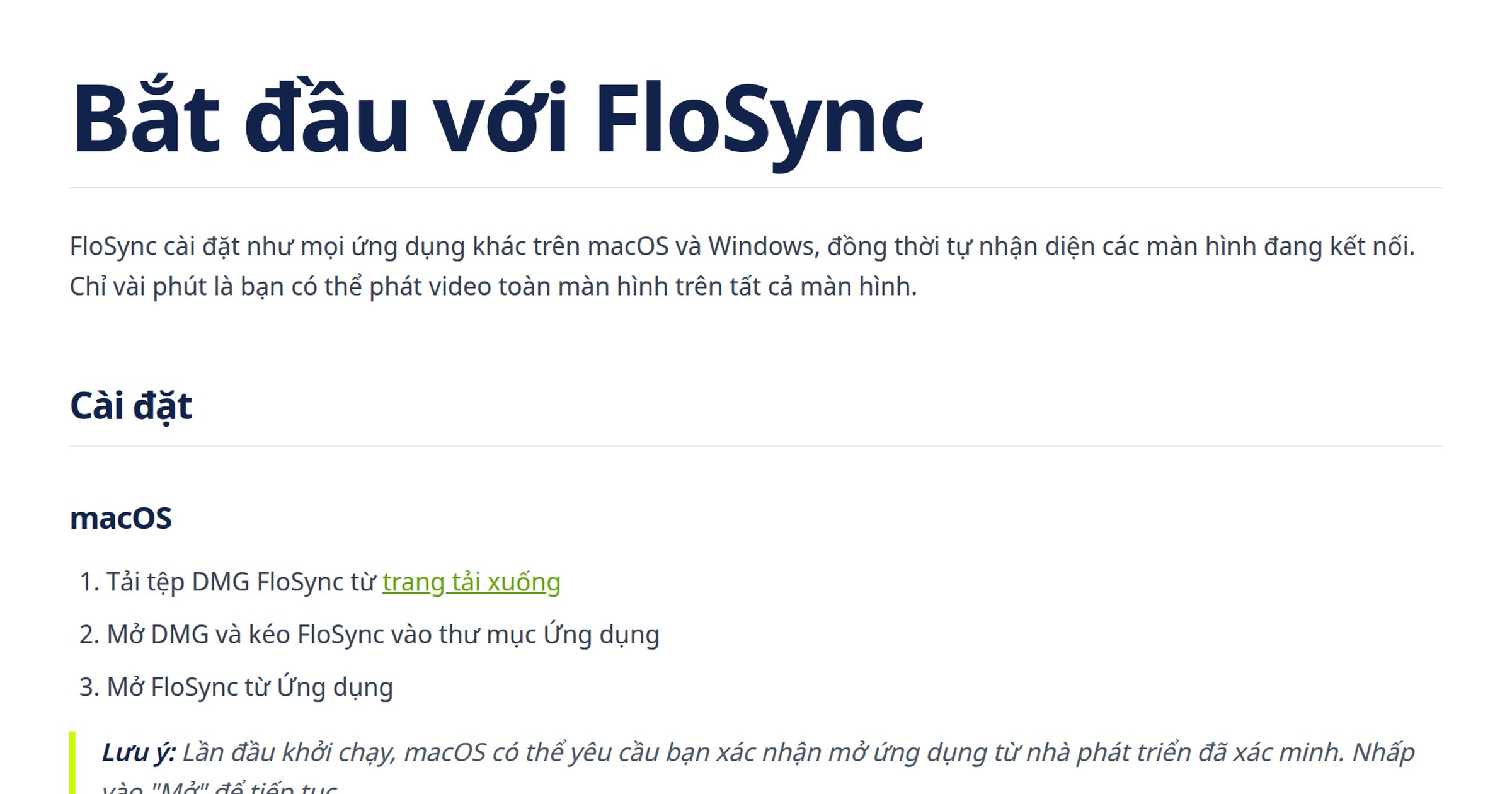 Bắt đầu | FloSync