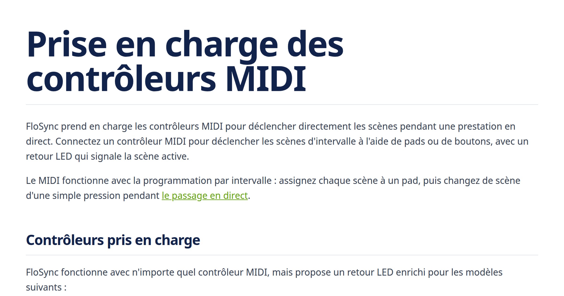 Prise en charge des contrôleurs MIDI | FloSync