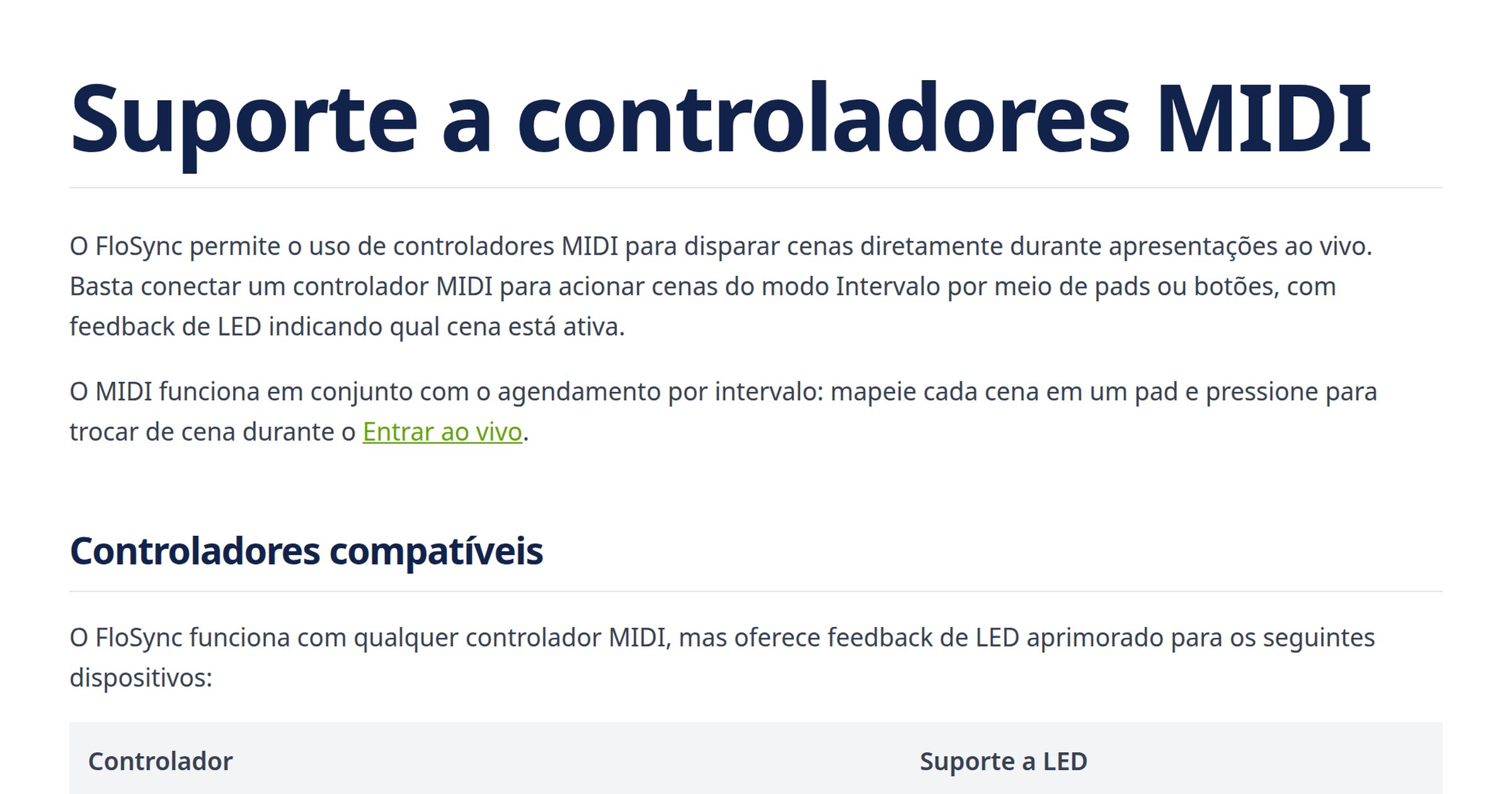 Suporte a controladores MIDI | FloSync