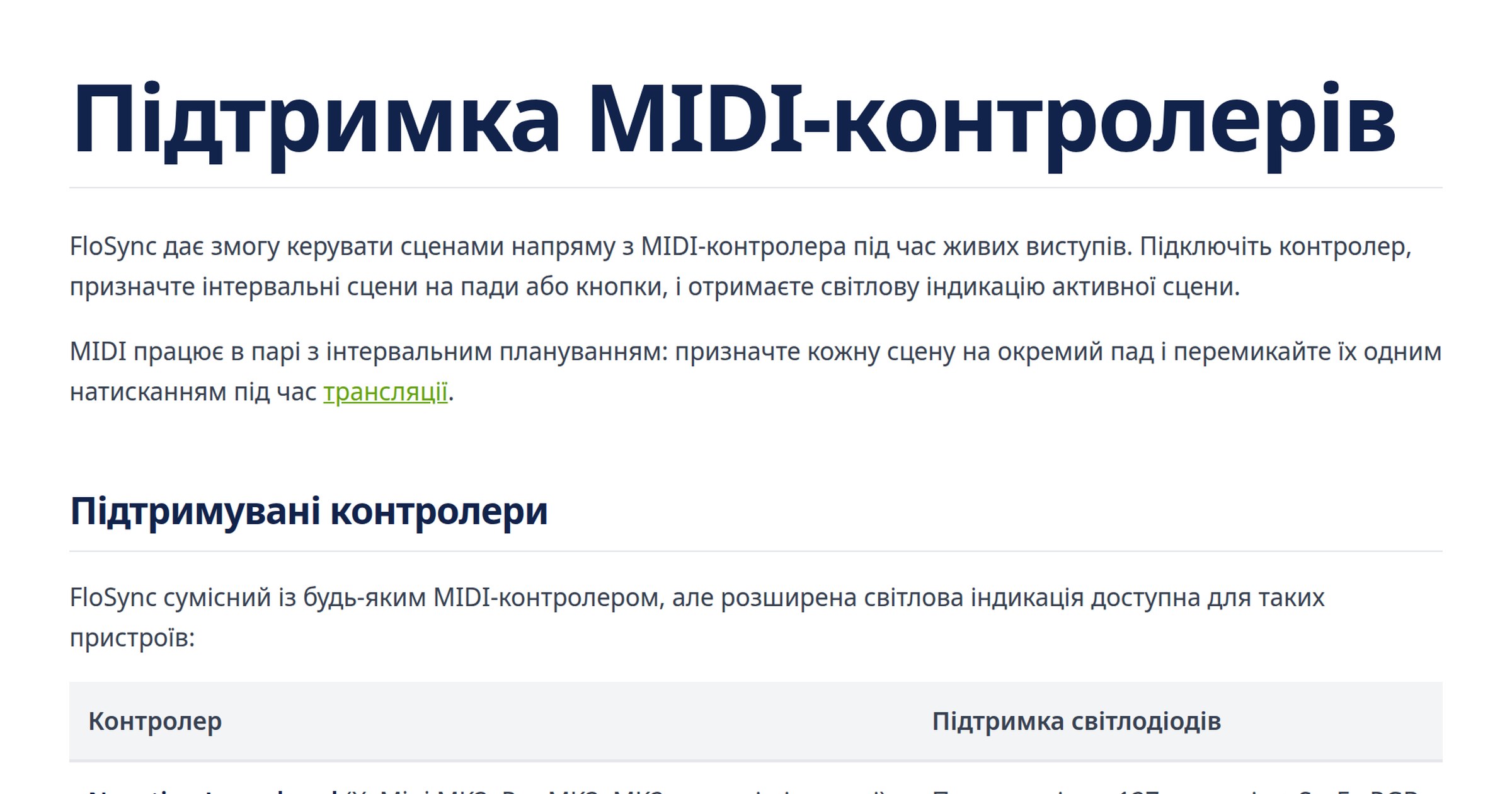 Підтримка MIDI-контролерів | FloSync