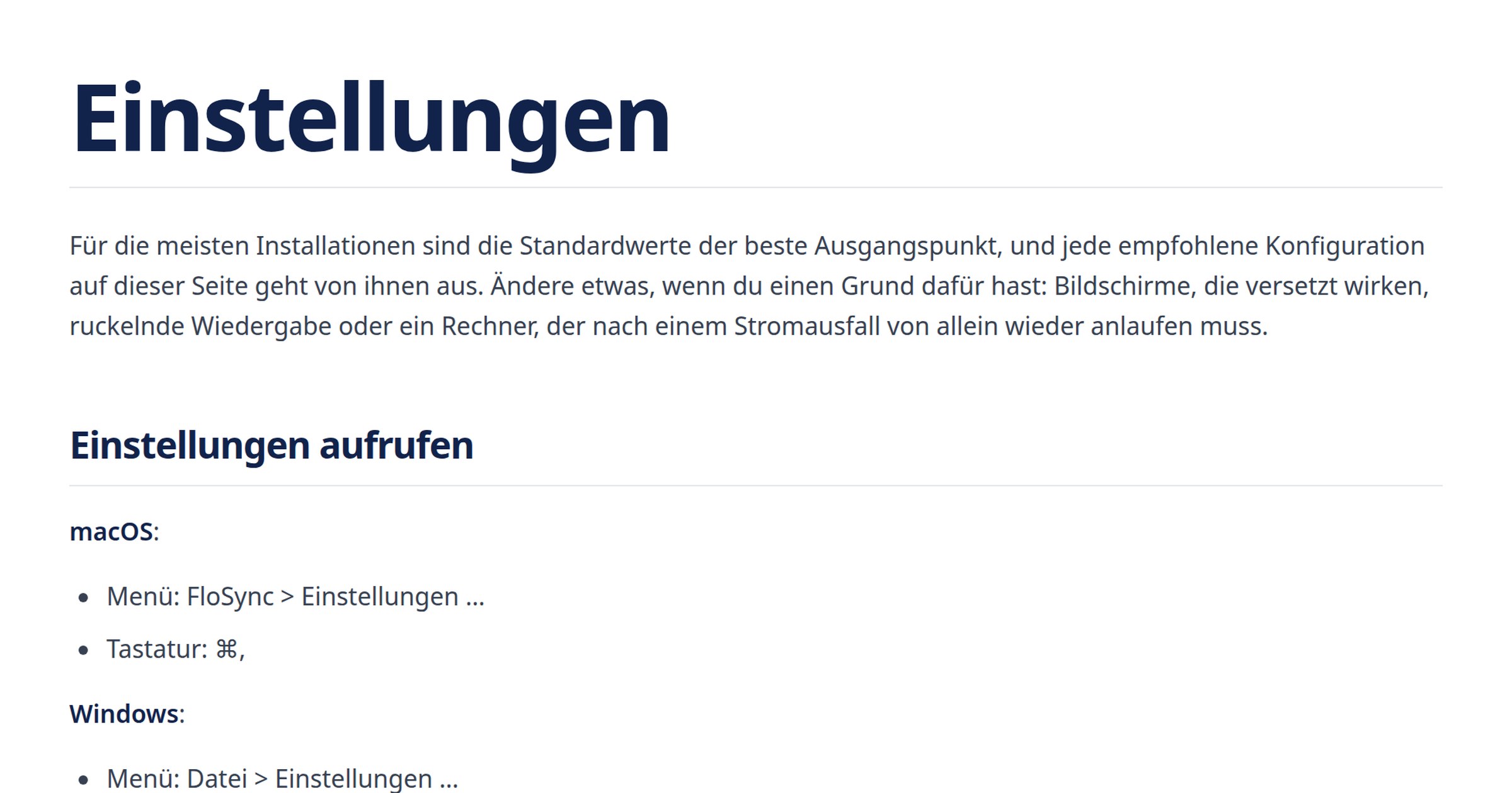 Einstellungen | FloSync