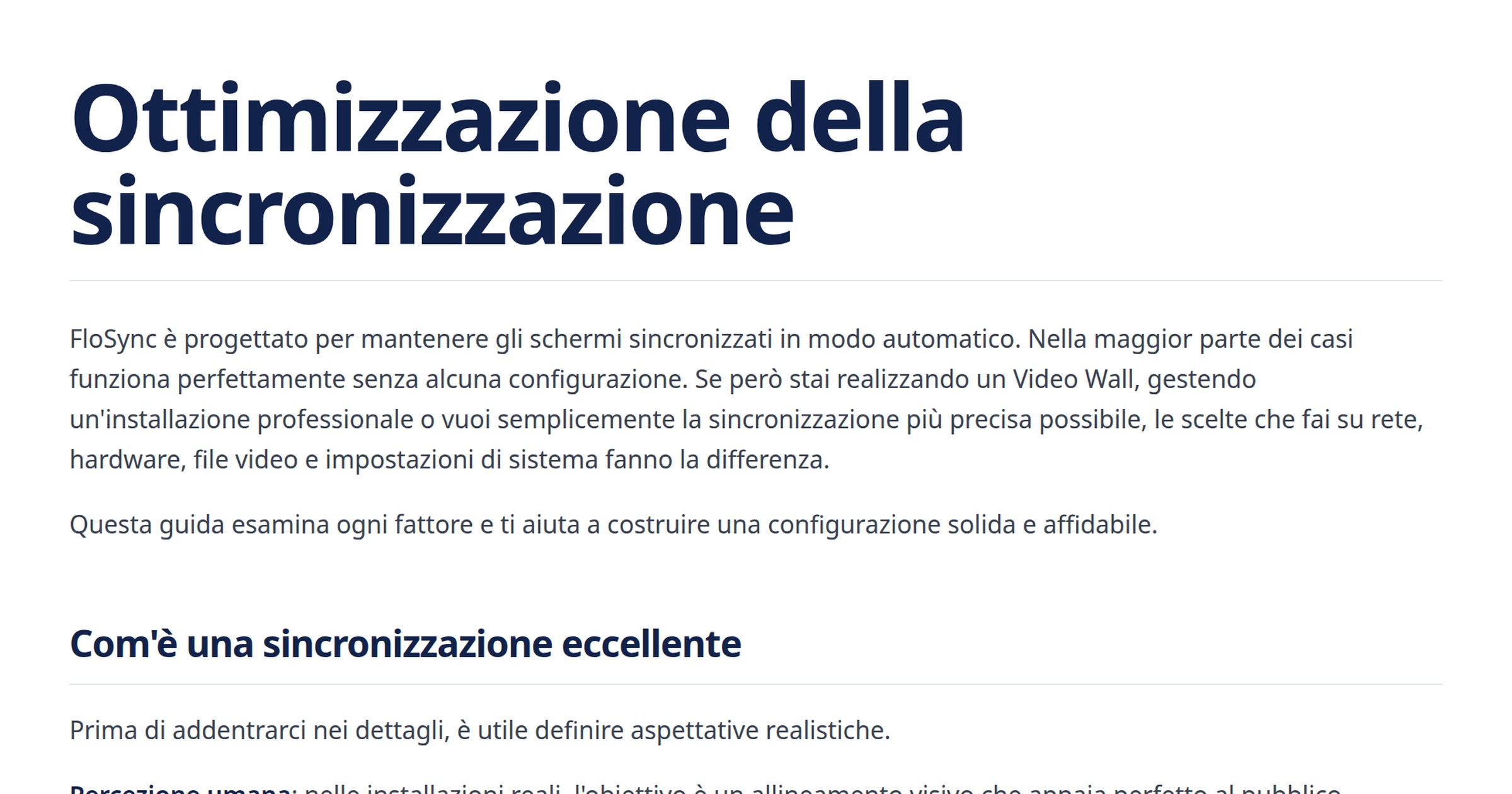 Ottimizzazione della sincronizzazione | FloSync Docs