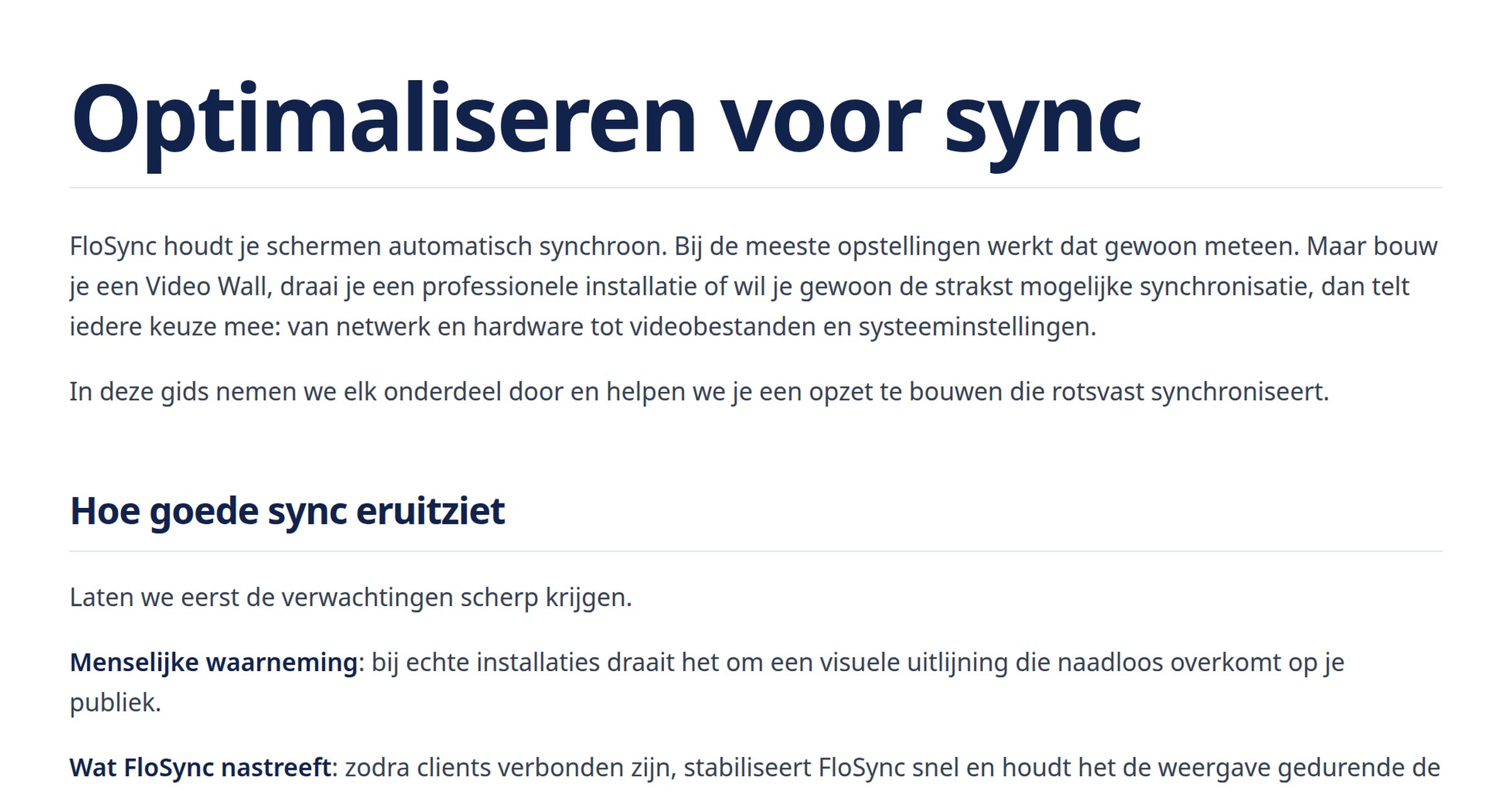 Optimaliseren voor sync | FloSync Docs