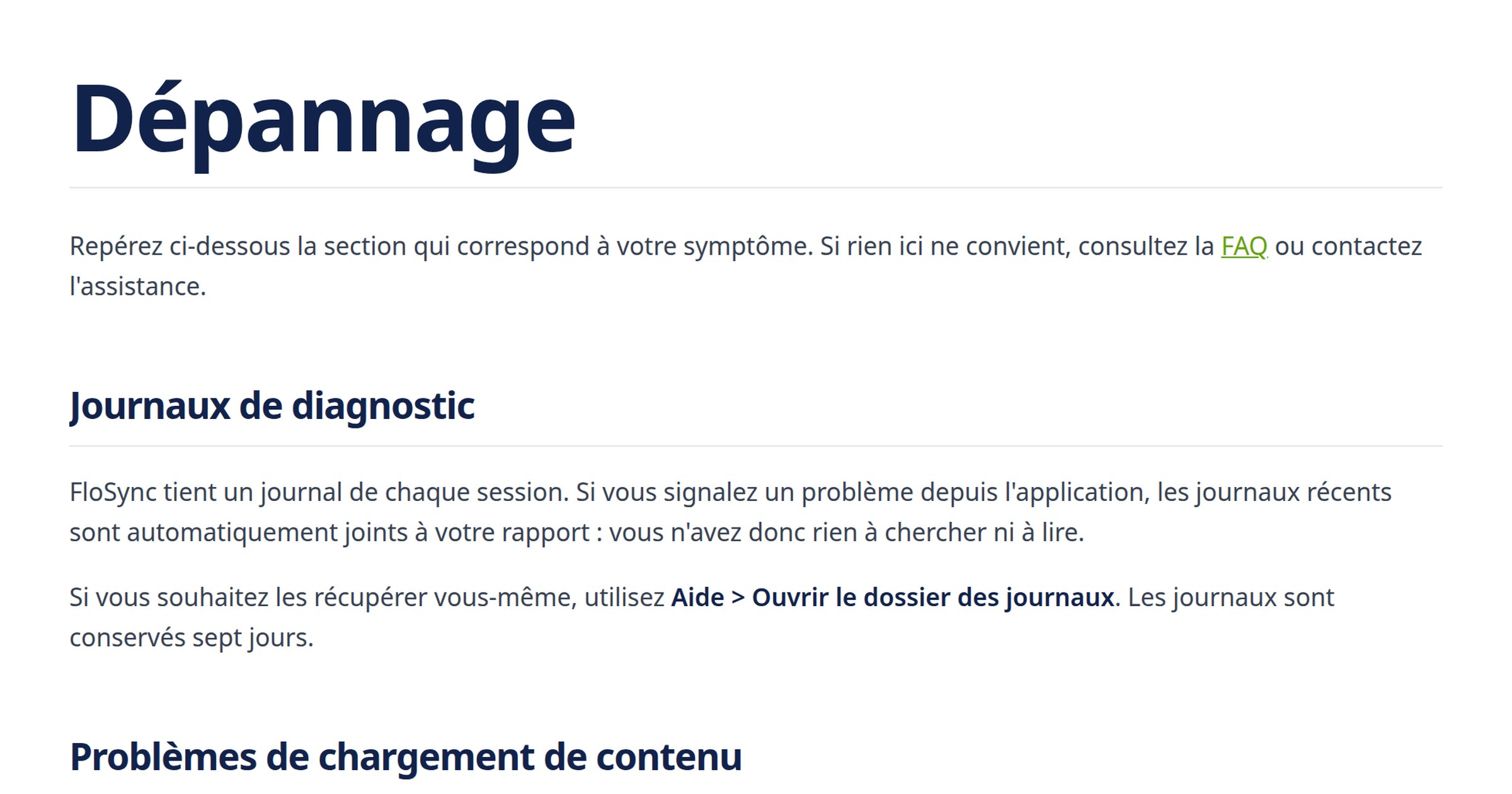 Dépannage | FloSync