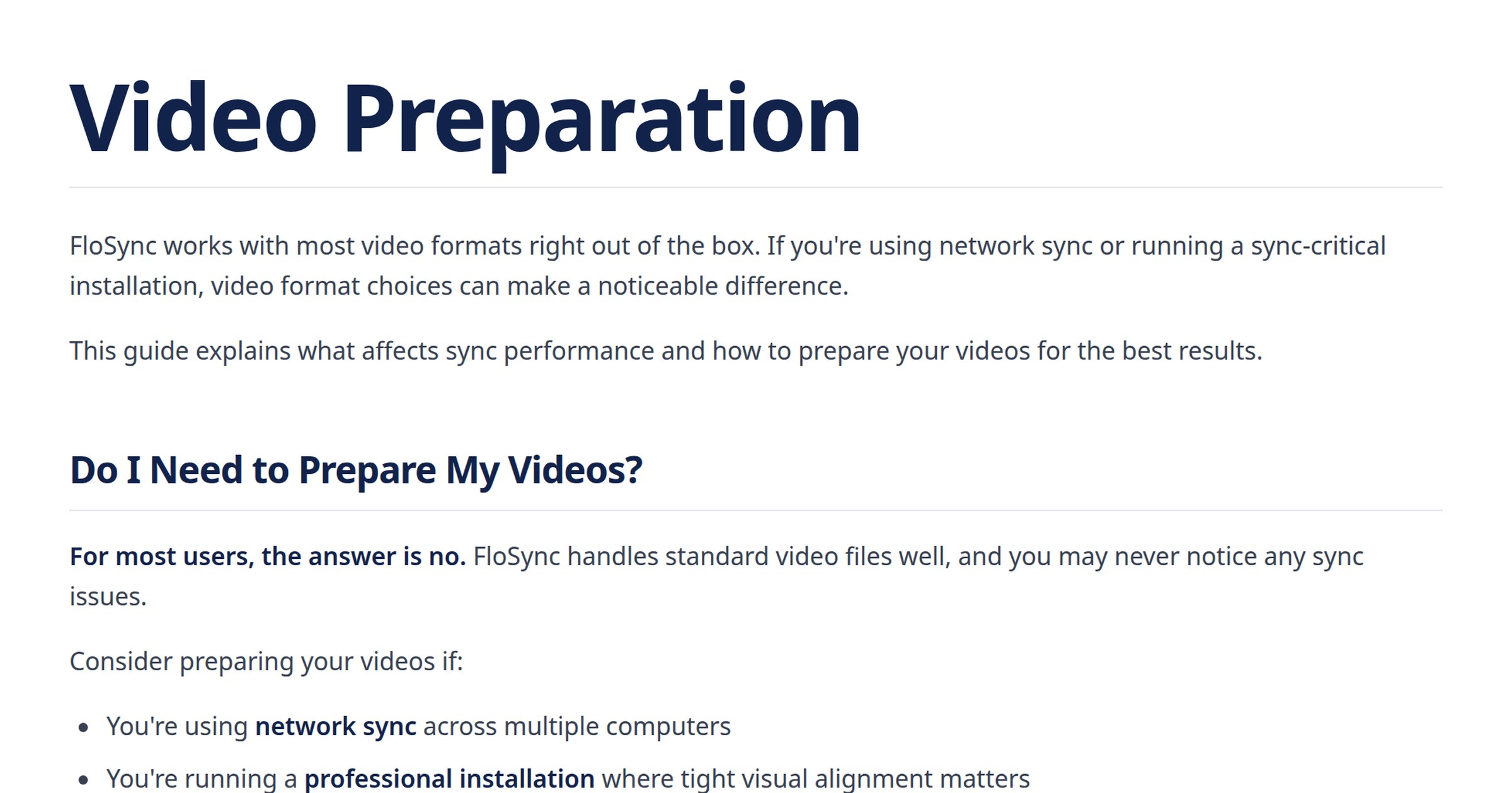 Video Preparation for Multi-Screen Sync | FloSync Docs