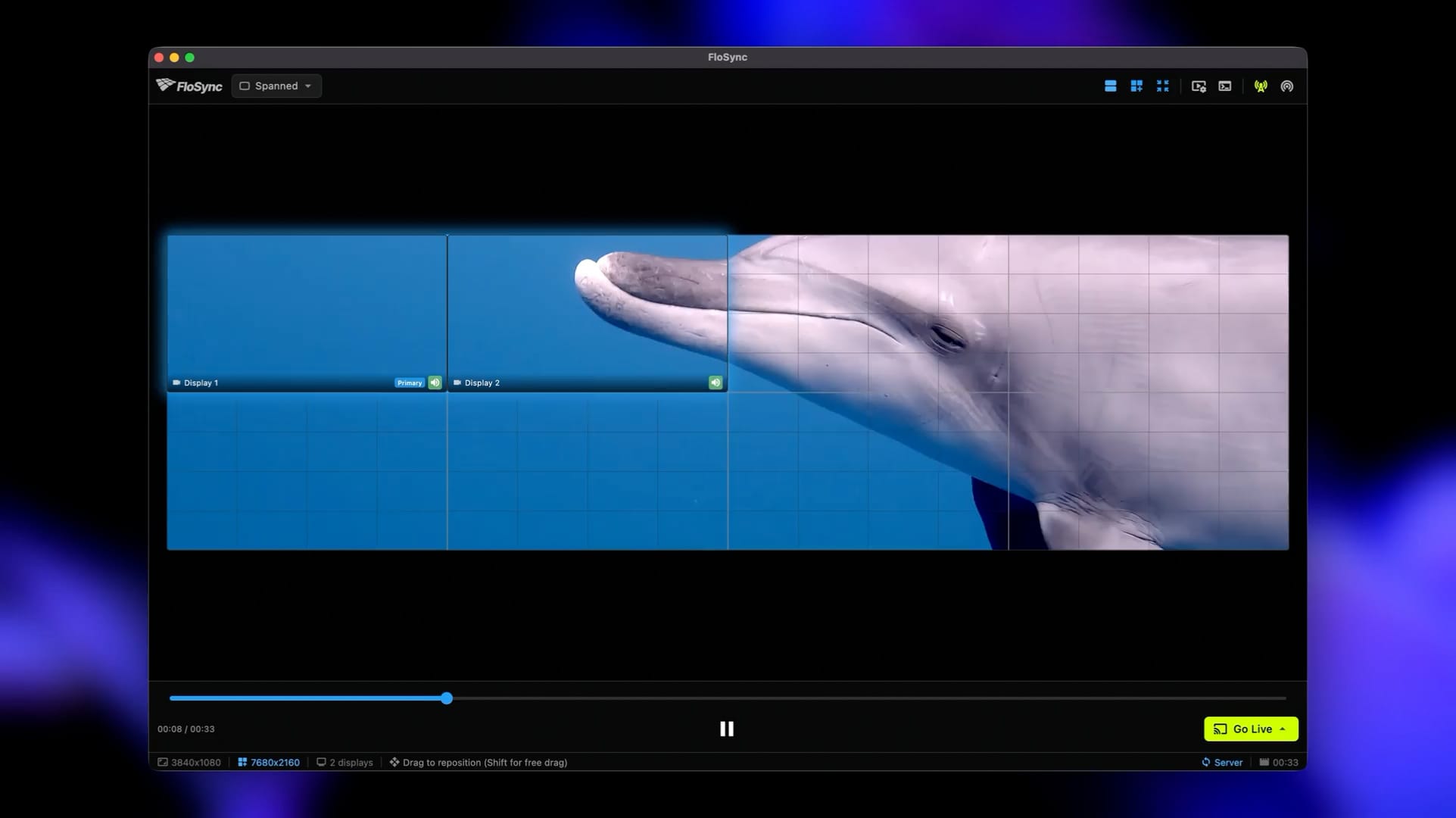 FloSync application interface showing synchronized multi-screen content